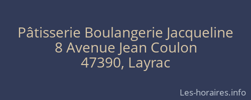 Pâtisserie Boulangerie Jacqueline