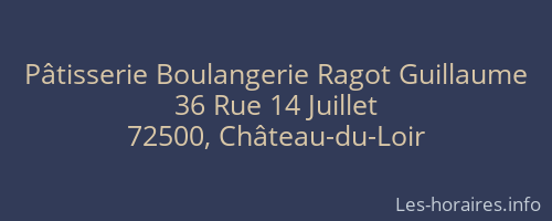 Pâtisserie Boulangerie Ragot Guillaume