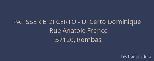 PATISSERIE DI CERTO - Di Certo Dominique