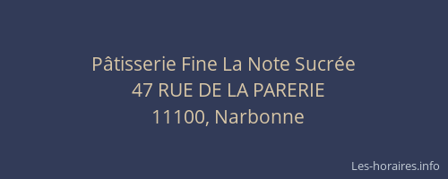 Pâtisserie Fine La Note Sucrée
