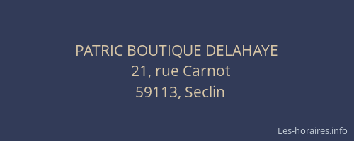 PATRIC BOUTIQUE DELAHAYE