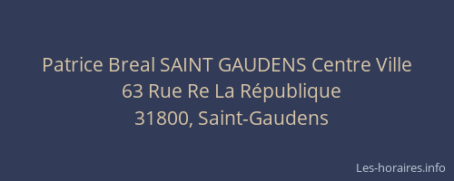 Patrice Breal SAINT GAUDENS Centre Ville