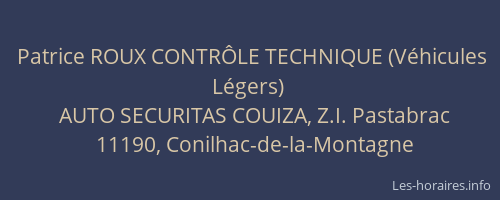 Patrice ROUX CONTRÔLE TECHNIQUE (Véhicules Légers)