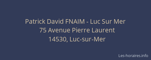 Patrick David FNAIM - Luc Sur Mer