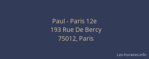 Paul - Paris 12e