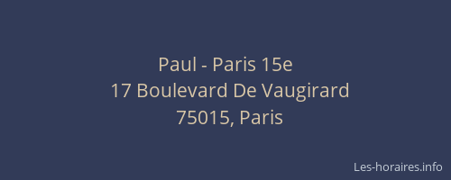 Paul - Paris 15e