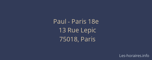 Paul - Paris 18e