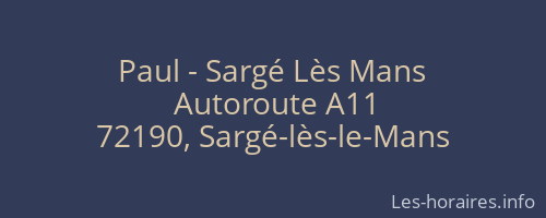 Paul - Sargé Lès Mans