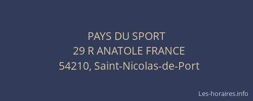 PAYS DU SPORT