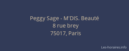 Peggy Sage - M'DIS. Beauté