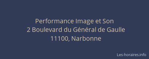 Performance Image et Son