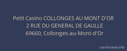 Petit Casino COLLONGES AU MONT D'OR