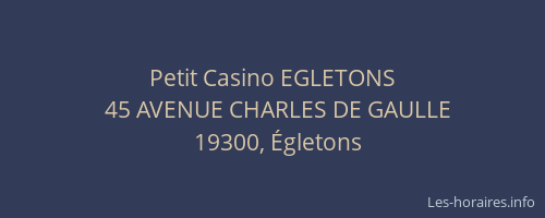 Petit Casino EGLETONS
