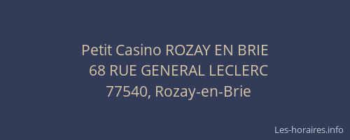 Petit Casino ROZAY EN BRIE