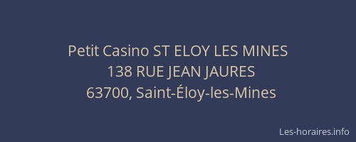 Petit Casino ST ELOY LES MINES