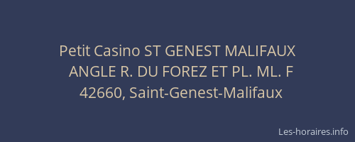 Petit Casino ST GENEST MALIFAUX
