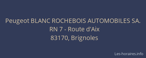 Peugeot BLANC ROCHEBOIS AUTOMOBILES SA.