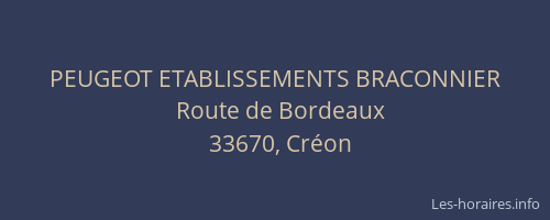 PEUGEOT ETABLISSEMENTS BRACONNIER