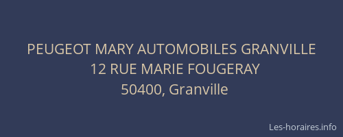 PEUGEOT MARY AUTOMOBILES GRANVILLE