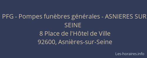 PFG - Pompes funèbres générales - ASNIERES SUR SEINE