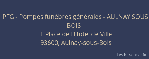 PFG - Pompes funèbres générales - AULNAY SOUS BOIS