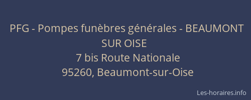 PFG - Pompes funèbres générales - BEAUMONT SUR OISE