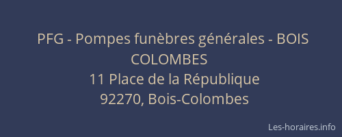 PFG - Pompes funèbres générales - BOIS COLOMBES