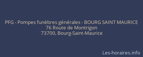 PFG - Pompes funèbres générales - BOURG SAINT MAURICE