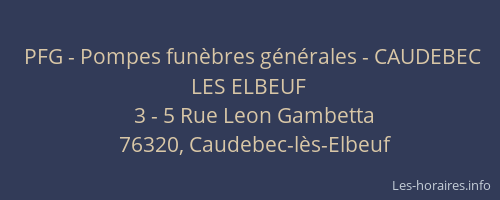PFG - Pompes funèbres générales - CAUDEBEC LES ELBEUF