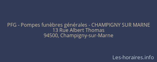 PFG - Pompes funèbres générales - CHAMPIGNY SUR MARNE