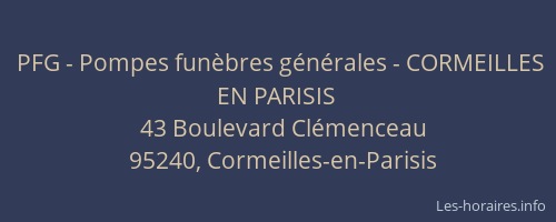 PFG - Pompes funèbres générales - CORMEILLES EN PARISIS