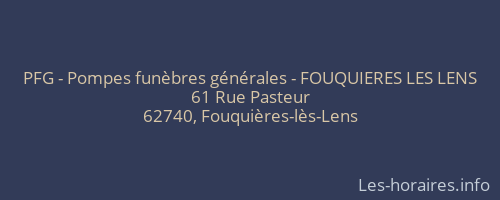 PFG - Pompes funèbres générales - FOUQUIERES LES LENS