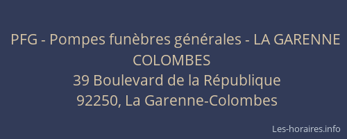 PFG - Pompes funèbres générales - LA GARENNE COLOMBES