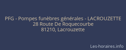 PFG - Pompes funèbres générales - LACROUZETTE