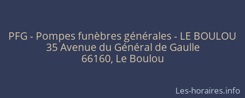 PFG - Pompes funèbres générales - LE BOULOU