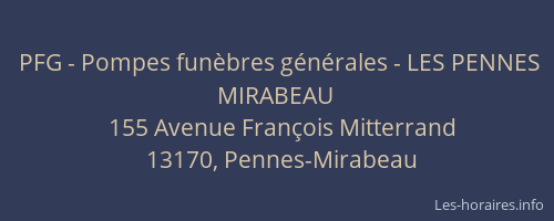 PFG - Pompes funèbres générales - LES PENNES MIRABEAU