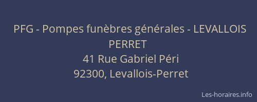 PFG - Pompes funèbres générales - LEVALLOIS PERRET