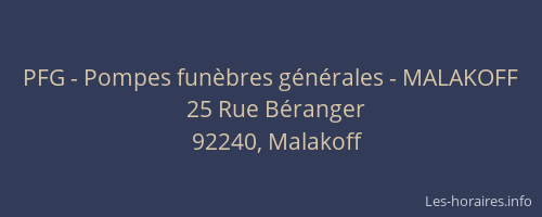 PFG - Pompes funèbres générales - MALAKOFF