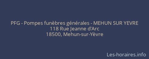 PFG - Pompes funèbres générales - MEHUN SUR YEVRE