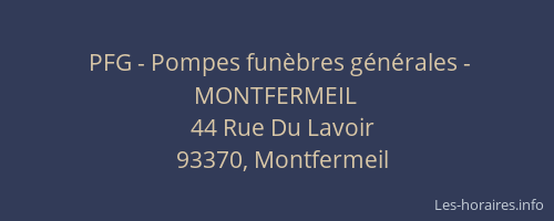 PFG - Pompes funèbres générales - MONTFERMEIL