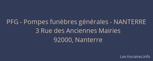 PFG - Pompes funèbres générales - NANTERRE