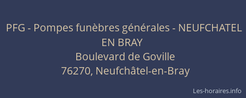 PFG - Pompes funèbres générales - NEUFCHATEL EN BRAY