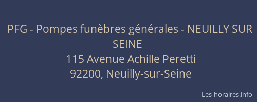 PFG - Pompes funèbres générales - NEUILLY SUR SEINE