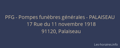 PFG - Pompes funèbres générales - PALAISEAU