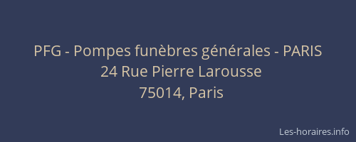 PFG - Pompes funèbres générales - PARIS