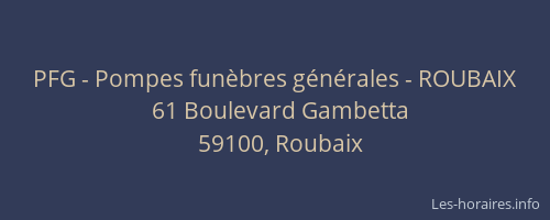 PFG - Pompes funèbres générales - ROUBAIX
