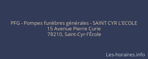 PFG - Pompes funèbres générales - SAINT CYR L'ECOLE