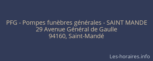 PFG - Pompes funèbres générales - SAINT MANDE
