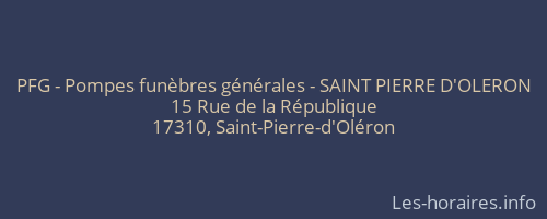 PFG - Pompes funèbres générales - SAINT PIERRE D'OLERON