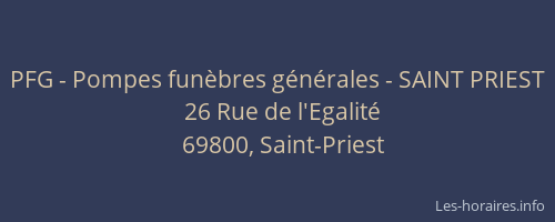 PFG - Pompes funèbres générales - SAINT PRIEST